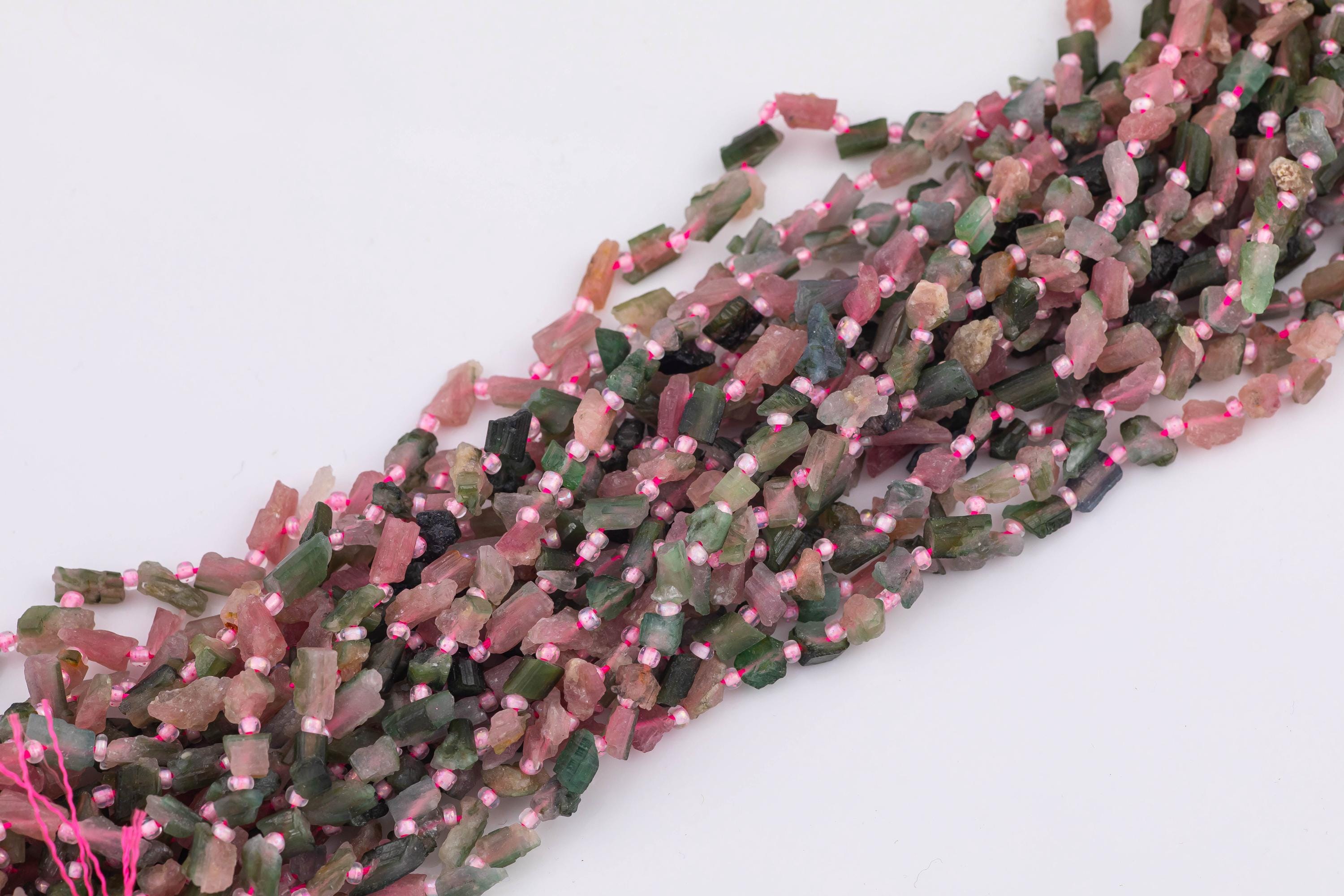 Natural Watermelon Tourmaline Freeform Nugget Beads About 6x7mm Or 5x6mm Natural Untreated