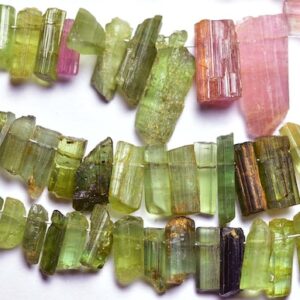 Natural Shape Beautiful Watermelon Tourmaline Crystal Side Drilled Rough - Size is 4x8-5x11 mm #1500