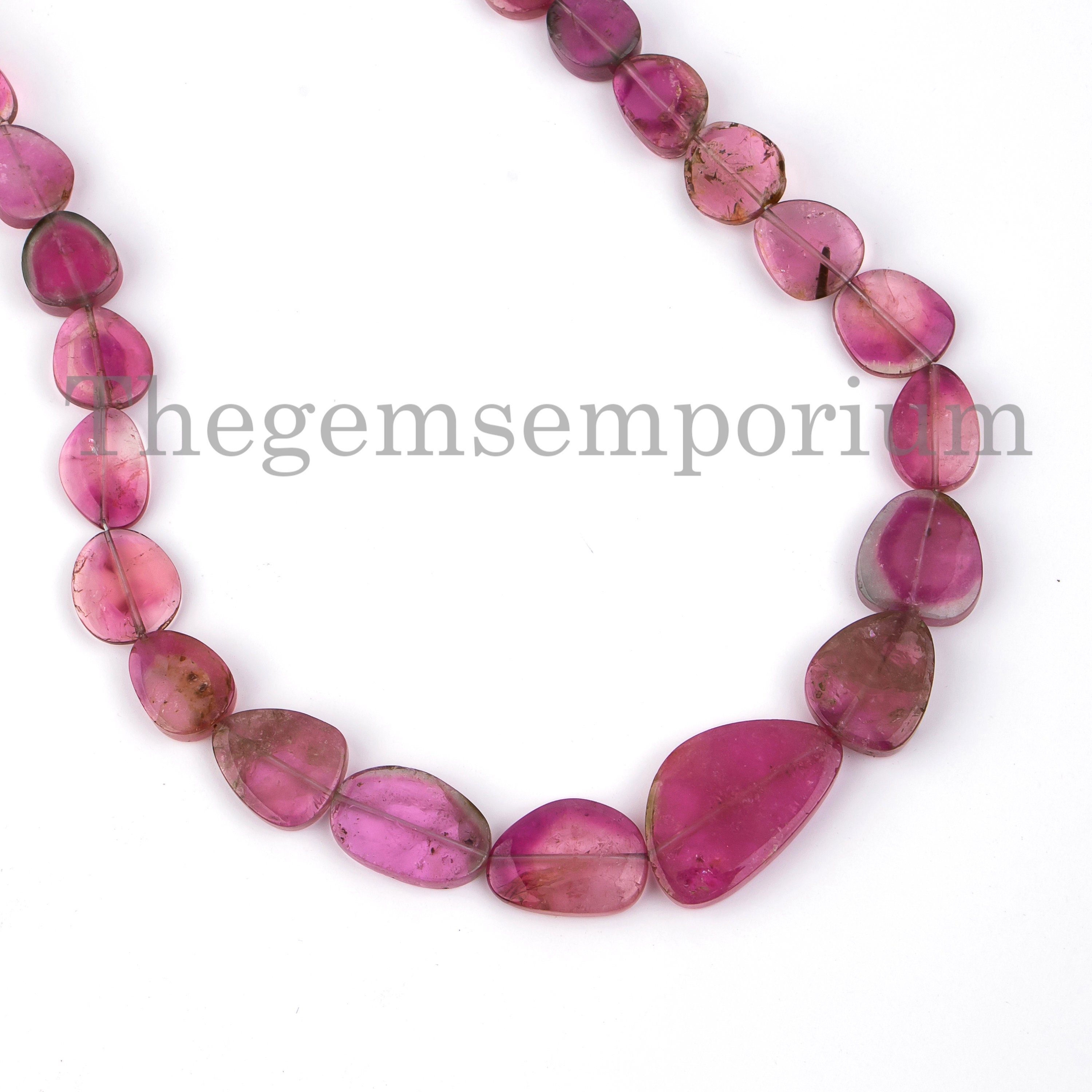 Rare! Stunning Watermelon Tourmaline Slice Nugget Necklace, Tourmaline Nugget Necklace, Natural Tourmaline Slice Necklace, Fancy Beads