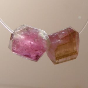 Raw watermelon tourmaline crystals 6mm beads -2 matching focal pcs-earrings jewelry making- craft beads Raw watermelon tourmaline crystals 6mm beads -2 matching focal pcs-earrings jewelry making- craft beads