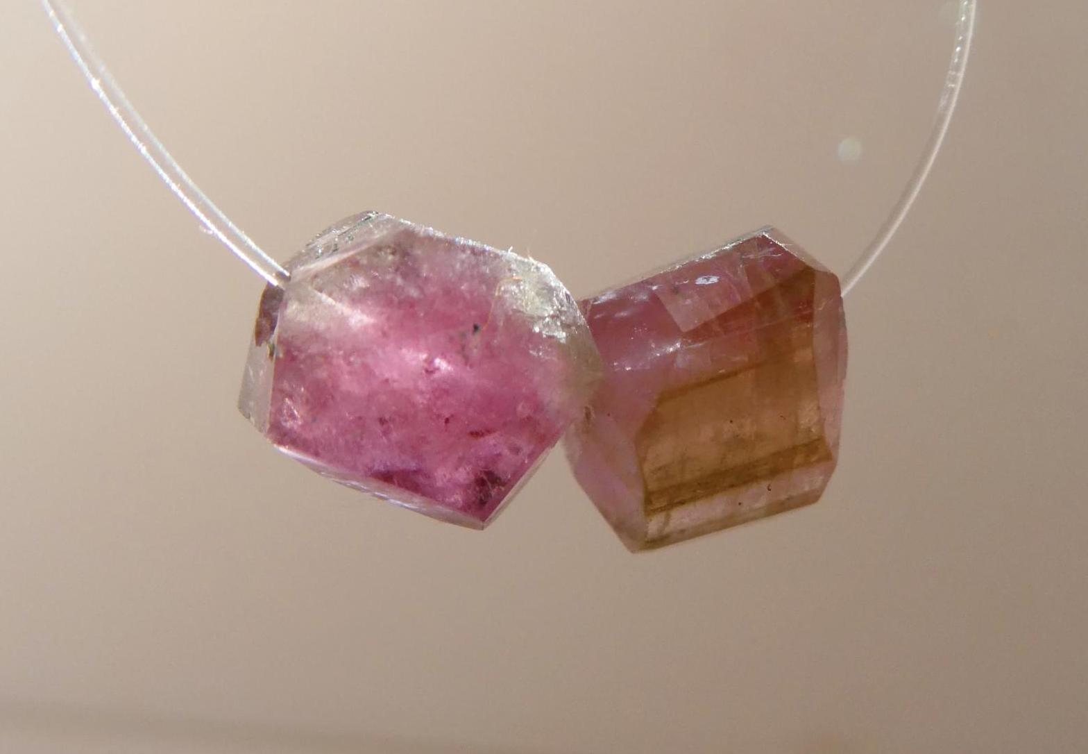 Raw Watermelon Tourmaline Crystals 6mm Beads -2 Matching Focal Pcs-earrings Jewelry Making- Craft Beads