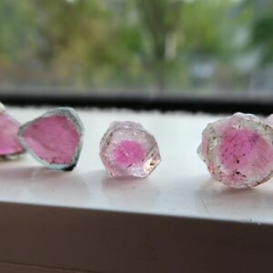 Raw watermelon tourmaline undrilled 6-11mm slices- 9 natural pcs-jewelry making-gemstone craft beads Raw watermelon tourmaline undrilled 6-11mm slices- 9 natural pcs-jewelry making-gemstone craft beads