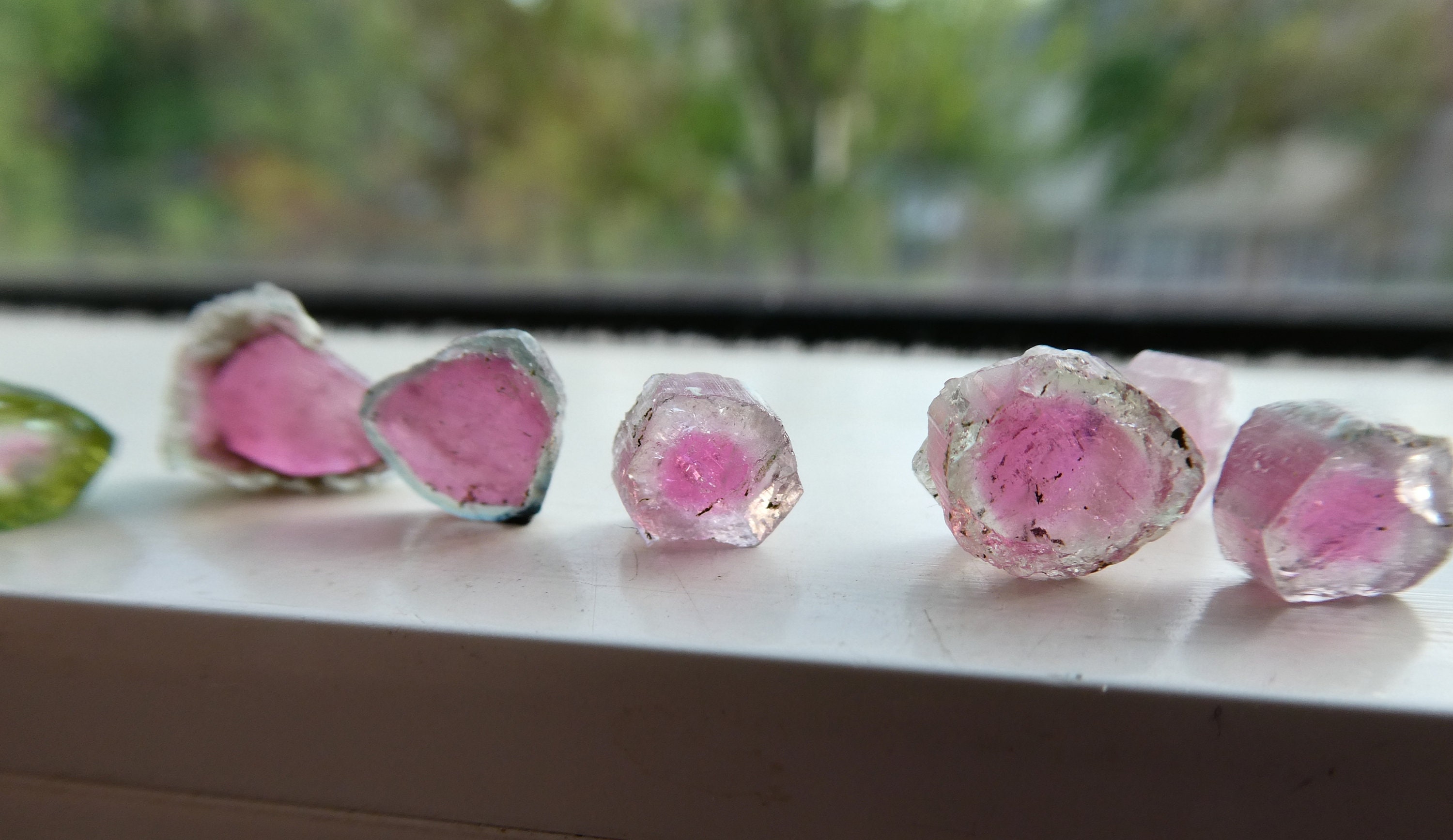 Raw Watermelon Tourmaline Undrilled 6-11mm Slices- 9 Natural Pcs-jewelry Making-gemstone Craft Beads Raw Watermelon Tourmaline Undrilled 6-11mm Slices- 9 Natural Pcs-jewelry Making-gemstone Craft Beads