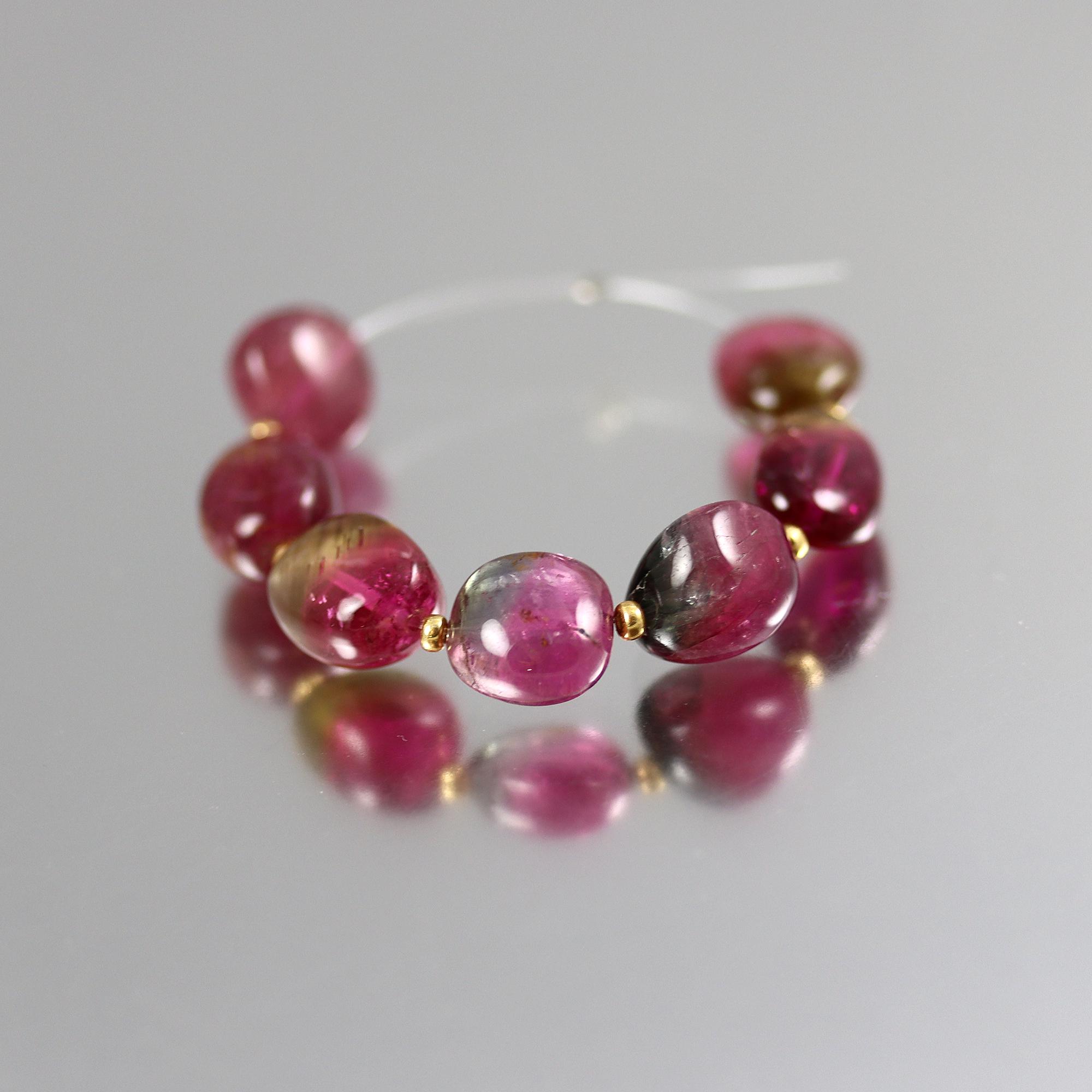 Superb Bicolor Watermelon Tourmaline Nugget Beads - Set Of 7 - 9 To 11 Mm Superb Bicolor Watermelon Tourmaline Nugget Beads - Set Of 7 - 9 To 11 Mm