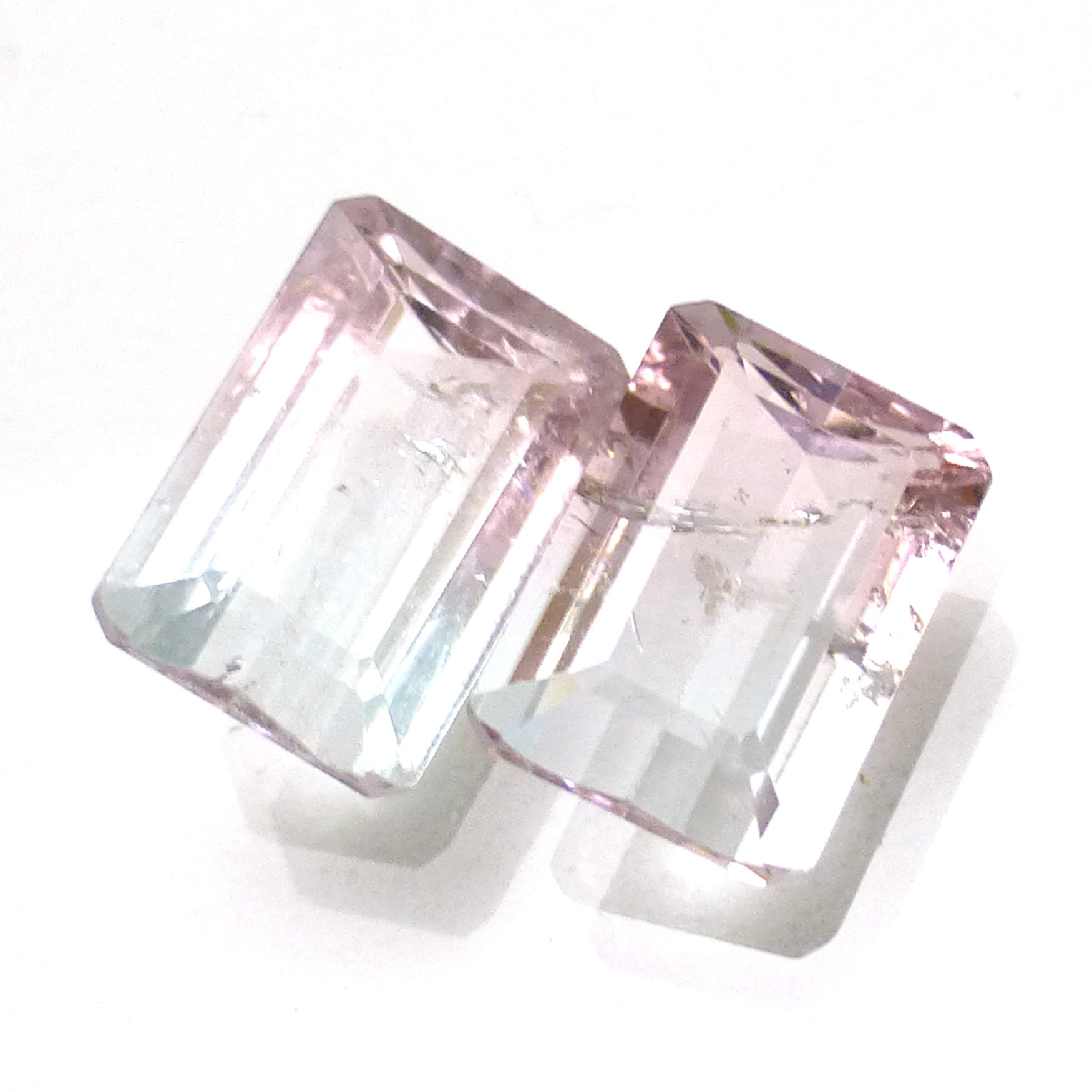 4.705 Carats Bicolor Watermelon Tourmaline Pair Two Loose Gemstone Bi Color Emerald Cut One Of A Kind Handmade Designer Perfect For Earrings