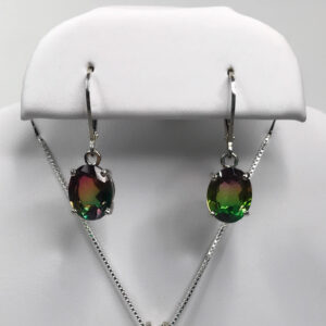 6ctw Watermelon Tourmaline Quartz Doublet Earrings: Sterling Silver Leverback Dangle