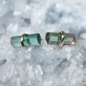 Indicolite Blue Tourmaline Stud Earrings, Raw Watermelon Tourmaline Crystal Studs, Silver Raw Stone Jewelry, October Birthstone, Womens Gift