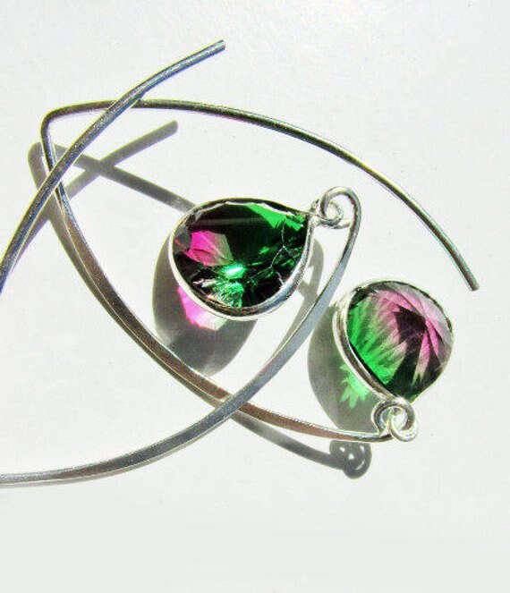 Sale, Adorable Watermelon Tourmaline Earrings, 925 Silver