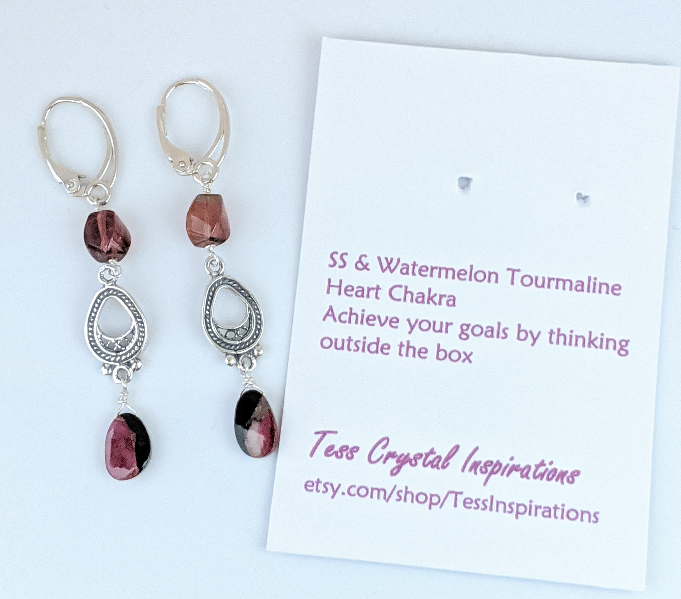 Sterling Silver And Watermelon Tourmaline Earrings