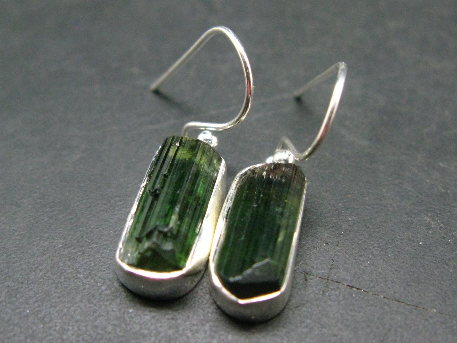 Watermelon Tourmaline Sterling Silver Earrings From Brazil - 1.2" - 3.94 Grams