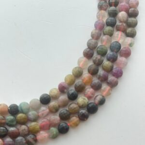 6mm Faceted Coin Watermelon Tourmaline Gemstone Beads. 15" Strand Of High Quality, Mixed Tourmaline Beads, Approximately 69 Per Strand.