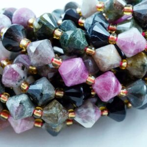 Watermelon Tourmaline Beads (bicone)(faceted)(8mm)(16"strand)