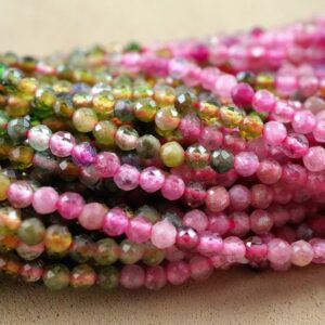 Watermelon Tourmaline Beads (Round)(Micro)(Faceted)(2mm)(15.5"Strand)
