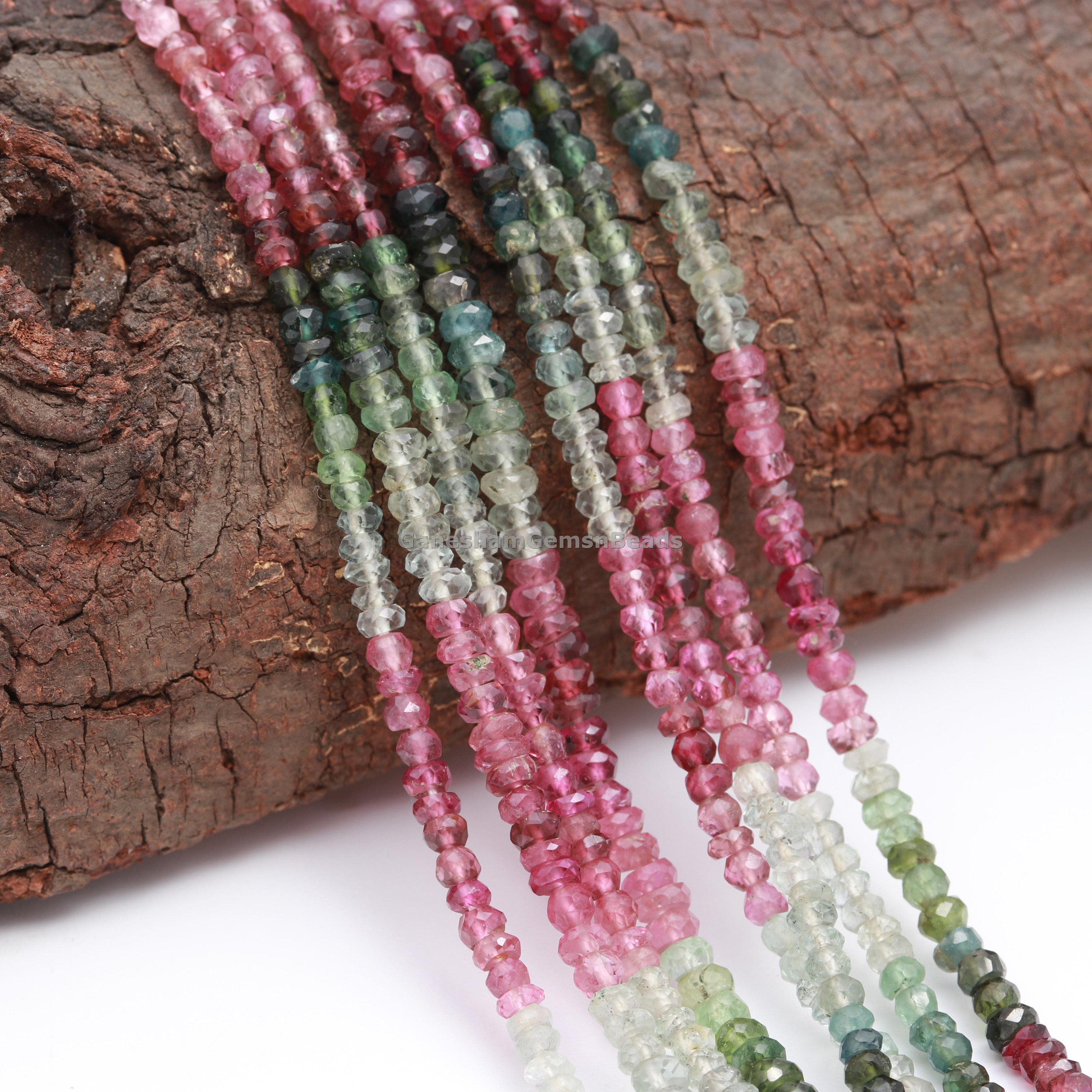 Multi Tourmaline Faceted Rondelle Beads, Natural Watermelon Tourmaline Beads, Pink Green Yellow Cognac Gemstone 15.5" Strand Wholesale Beads Multi Tourmaline Faceted Rondelle Beads, Natural Watermelon Tourmaline Beads, Pink Green Yellow Cognac Gemstone 15.5" Strand Wholesale Beads