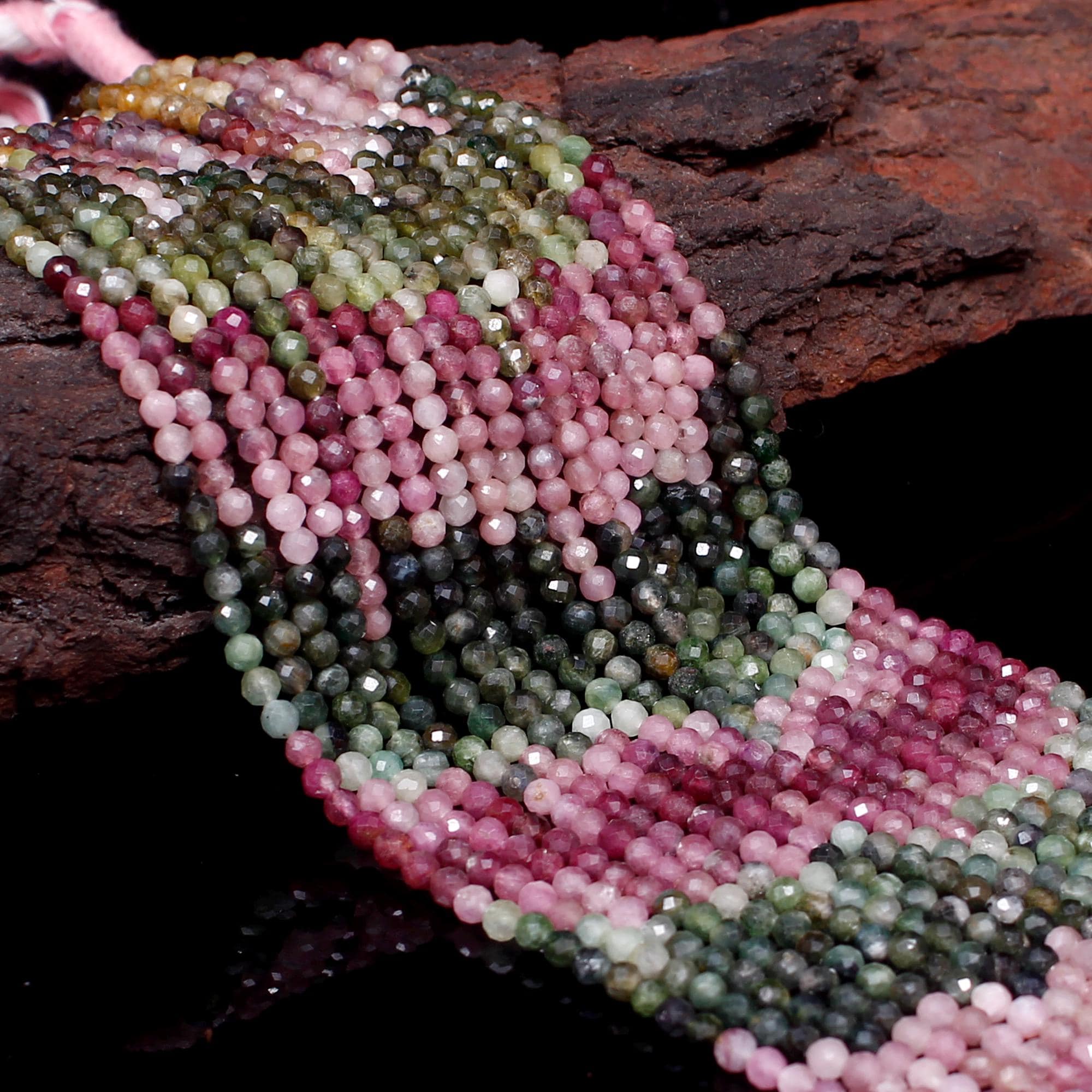 Multi Tourmaline Faceted Round Beads, 2 Mm Multi Tourmaline Beads, Watermelon Tourmaline, Loose Gemstone For Making Jewelry