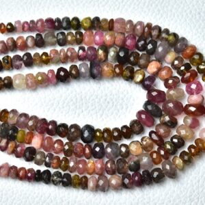 Natural Multi Tourmaline Rondelle Beads 4mm To 7mm Faceted Rondelle Gemstone Beads Watermelon Tourmaline Jewelry Beads 7.5 Inch Strand No788