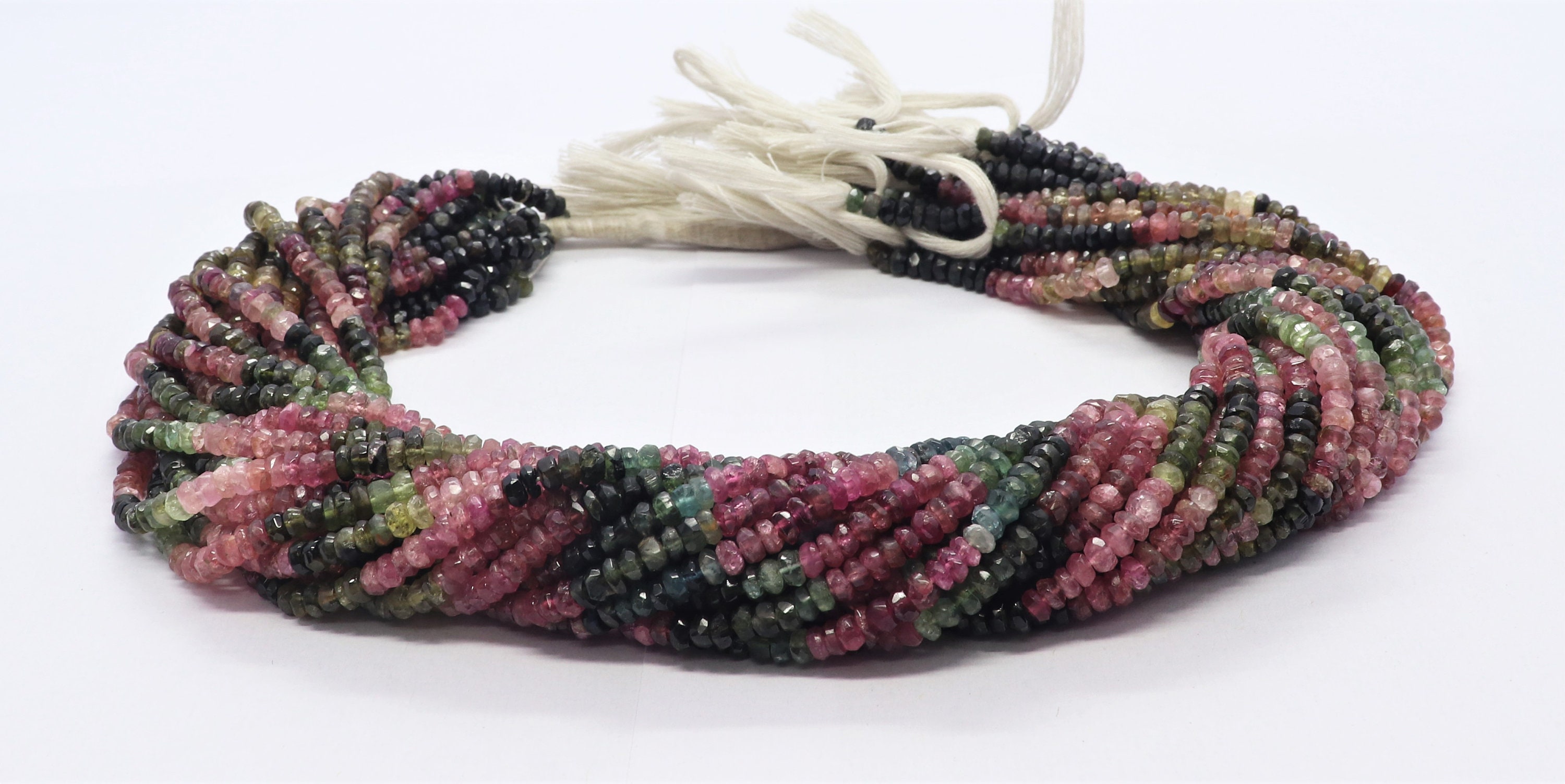 Natural Multi Tourmaline Faceted Rondelle Beads, 4-4.5 Mm Tourmaline Gemstone Beads, 13 Inch Watermelon Tourmaline Rondelle Beads Wholesaler