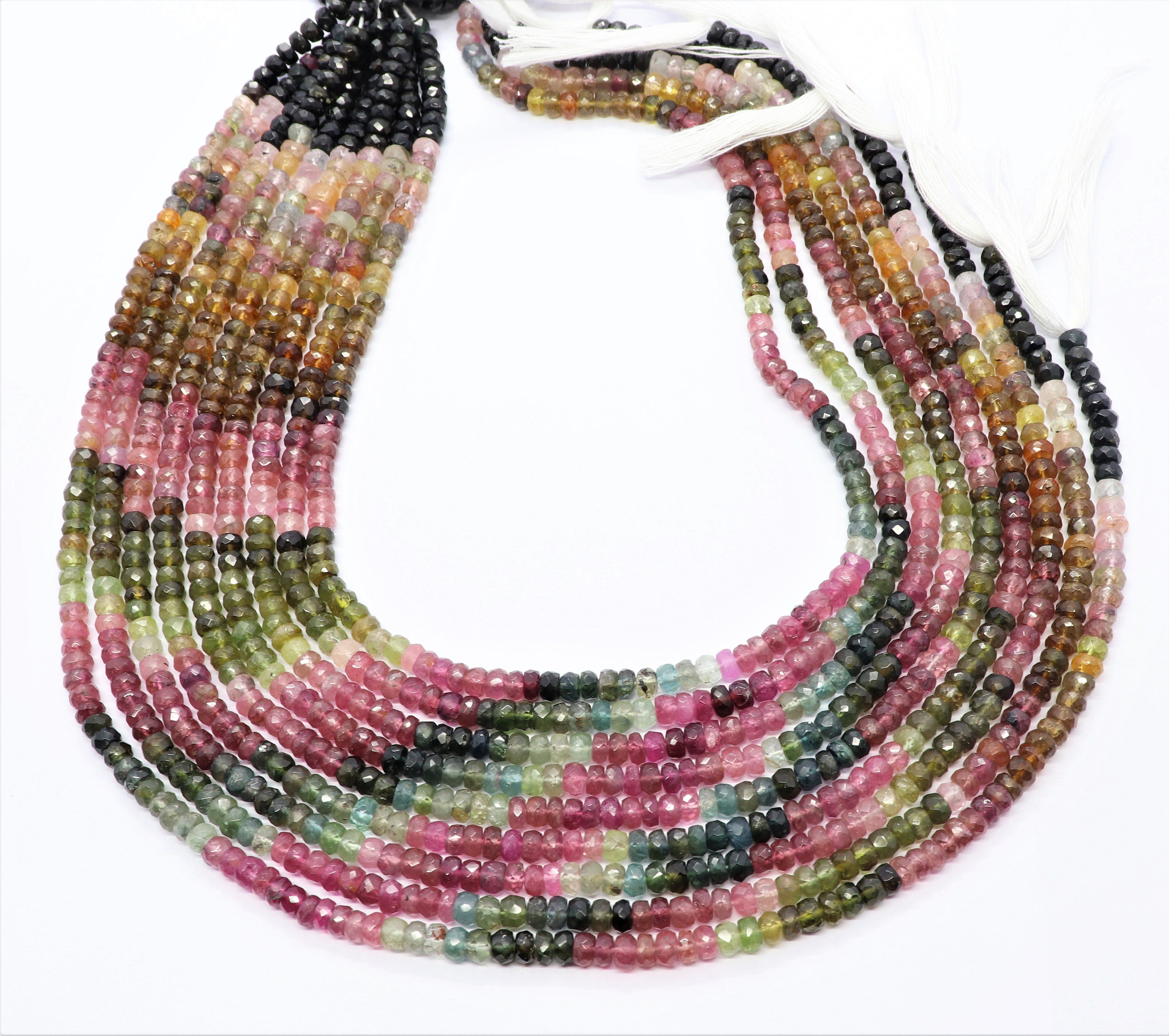 Natural Multi Tourmaline Beads, Multi Tourmaline Faceted Rondelle Beads, Watermelon Tourmaline 13" Tourmaline Wholesale Loose Beading Supply