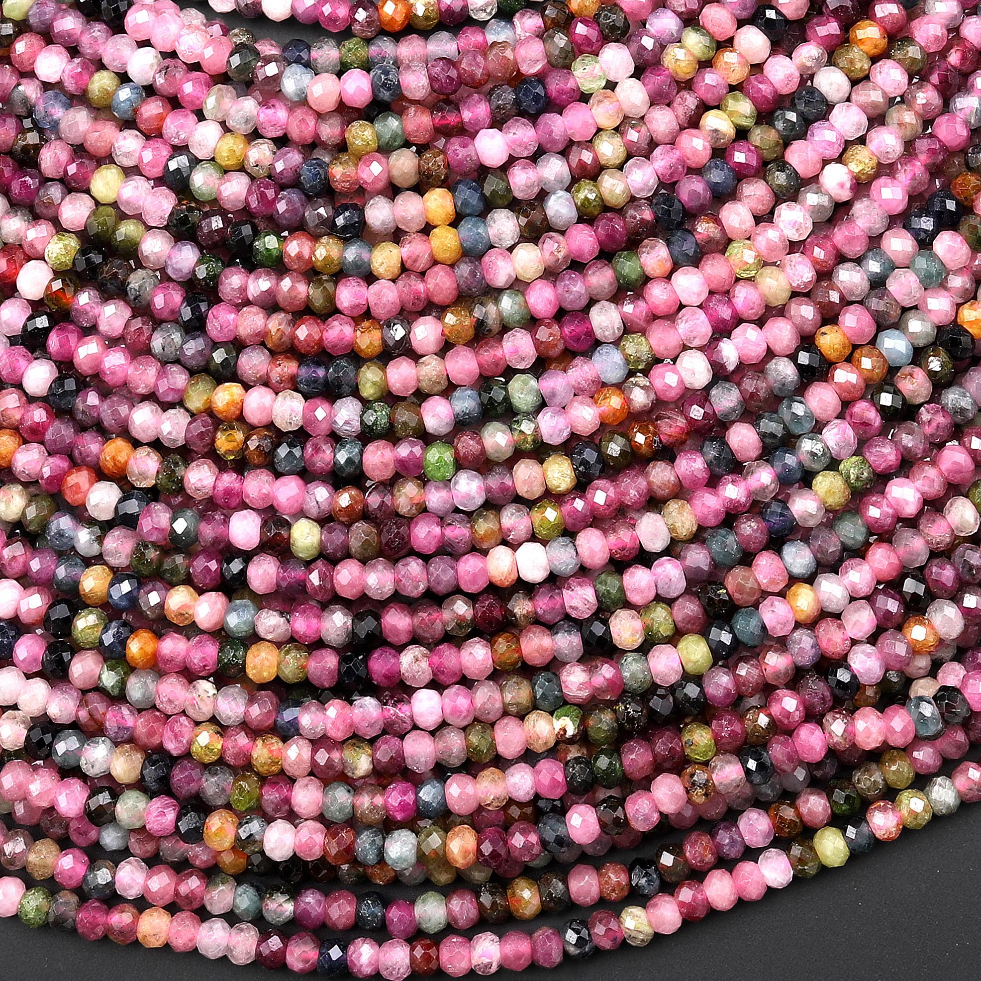 Natural Multicolor Watermelon Tourmaline Micro Faceted 3mm 4mm Rondelle Beads Pink Green Gemstone 15.5" Strand Natural Multicolor Watermelon Tourmaline Micro Faceted 3mm 4mm Rondelle Beads Pink Green Gemstone 15.5" Strand
