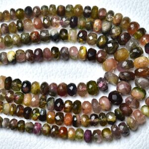 Natural Watermelon Tourmaline Rondelle Bead 4.5mm To 7mm Faceted Rondelle Gemstone Beads Bi Tourmaline Faceted Beads 8 Inch Strand No2243