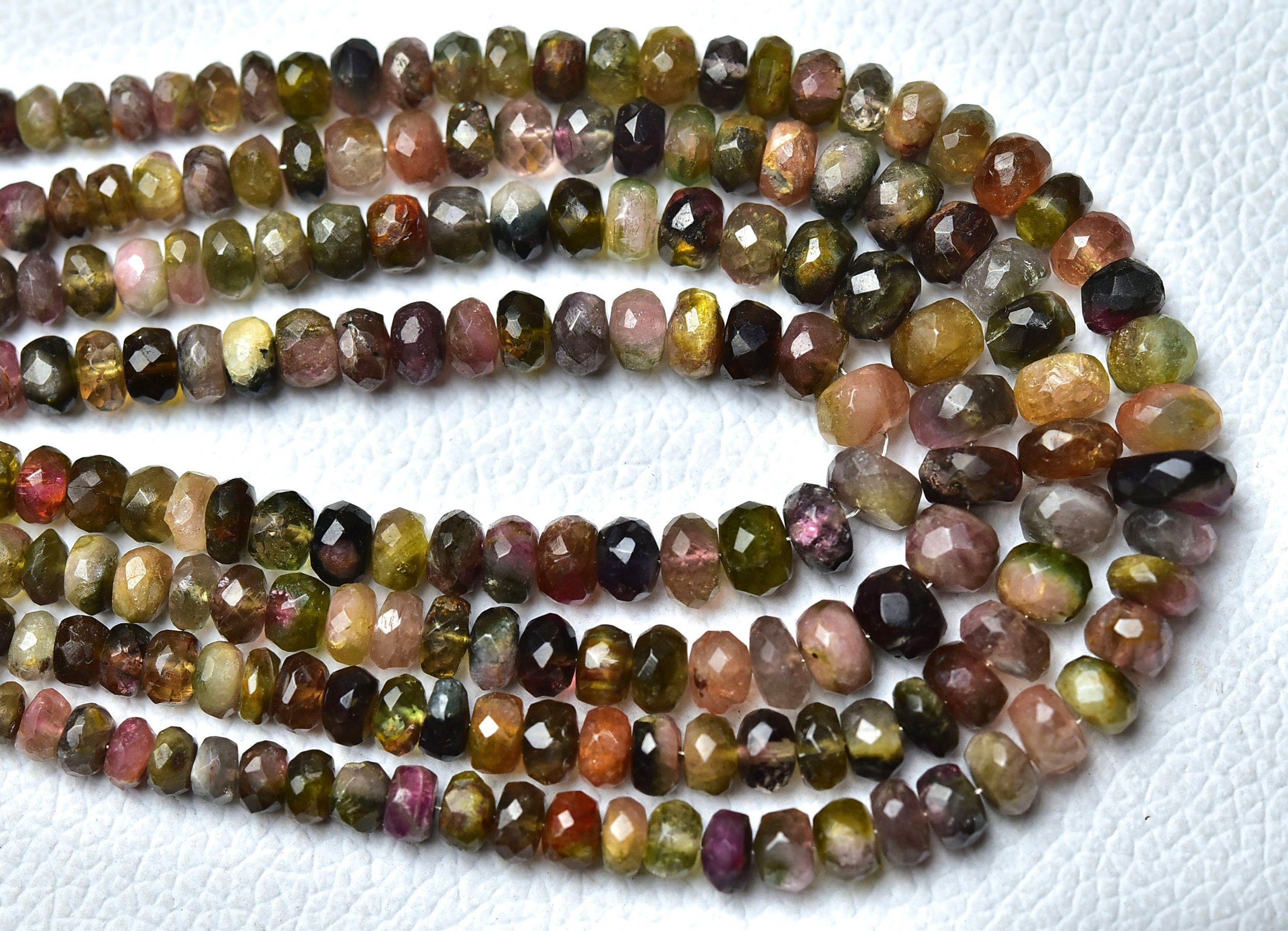 Natural Watermelon Tourmaline Rondelle Bead 4.5mm To 7mm Faceted Rondelle Gemstone Beads Bi Tourmaline Faceted Beads  8 Inch Strand No2243