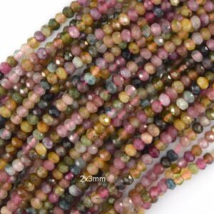 Natural Faceted Watermelon Tourmaline Rondelle Beads 15.5" 3mm 4mm 5mm 6mm 8mm