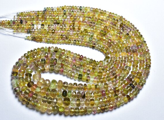 Rare Bi Tourmaline Rondelle Beads - 14 Inches - Super High Quality Natural Faceted Watermelon Tourmaline Rondelle - Size Is 3.5-6.5mm #950 Rare Bi Tourmaline Rondelle Beads - 14 Inches - Super High Quality Natural Faceted Watermelon Tourmaline Rondelle - Size Is 3.5-6.5mm #950