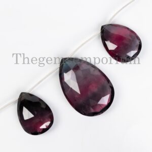 Rare! Bio Color Tourmaline Faceted Pear, Natural Watermelon Tourmaline, Big Far Size Tourmaline Pear, 3pcs Aaa+ Quality, For Jewelry Making