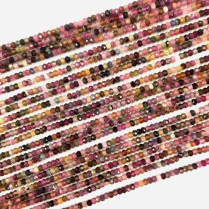 Tourmaline Rondelle Faceted Beads 3mmx2mm 4mmx3mm Natural Watermelon Tourmaline Tiny Gemstone Small Semi Precious Rainbow Tourmaline Spacer