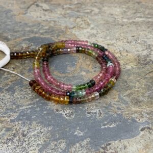 Watermelon Tourmaline Faceted Rondelle Beads, 3.5 mm, 14.5 inch strand