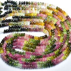 Superb Watermelon Tourmaline - 15 Inches - Natural Beautiful Faceted Multi Tourmaline Faceted Rondelle - Size Is 4.5 Mm #2026