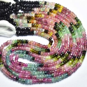 Superb Watermelon Tourmaline Beads- 13 inches - Natural Multi Tourmaline Faceted Rondelle - Size is 3.5 mm #1568