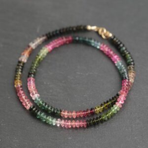 14K GOLD 17" Mixed Tourmaline Beaded Necklace Watermelon tourmaline necklace | Multi color tourmaline jewelry | Tourmaline necklace 14K GOLD 17" Mixed Tourmaline Beaded Necklace Watermelon tourmaline necklace | Multi color tourmaline jewelry | Tourmaline necklace