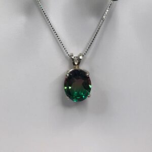 3ct Watermelon Tourmaline Quartz Doublet Necklace Oval Bi Color Tourmaline Jewelry Gift October Birthstone