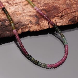 Aaa++ Multi Tourmaline Necklace, 3.5-4mm Natural Watermelon Tourmaline Smooth Rondelle Bead Necklace, Semi Precious Gemstone, Gift For Her Aaa++ Multi Tourmaline Necklace, 3.5-4mm Natural Watermelon Tourmaline Smooth Rondelle Bead Necklace, Semi Precious Gemstone, Gift For Her