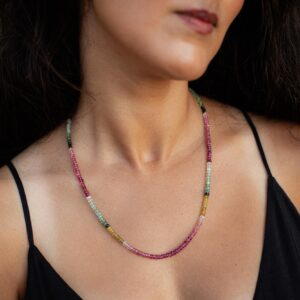 Aaaa+ Mixed Tourmaline Beaded Necklace , Watermelon Tourmaline Necklace [entp1303] , Multi Color Tourmaline Jewelry , Tourmaline Necklace