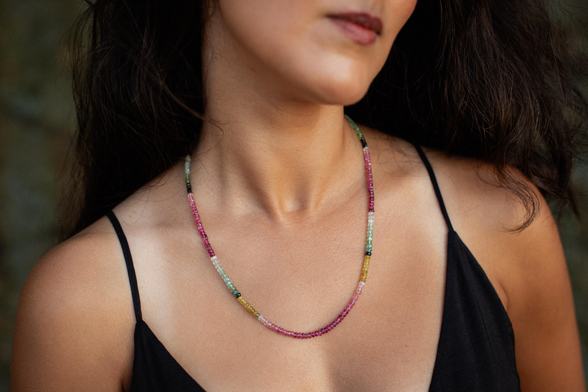Aaaa+ Mixed Tourmaline Beaded Necklace , Watermelon Tourmaline Necklace [entp1303] , Multi Color Tourmaline Jewelry , Tourmaline Necklace