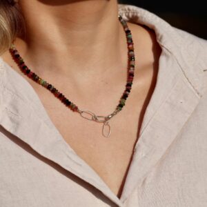 Aaaa Mixed Tourmaline Necklace, Multi Watermelon Tourmaline Beaded Gemstone Necklace, 925 Sterling Silver Clasp, Joy & Emotional Healing Aaaa Mixed Tourmaline Necklace, Multi Watermelon Tourmaline Beaded Gemstone Necklace, 925 Sterling Silver Clasp, Joy & Emotional Healing