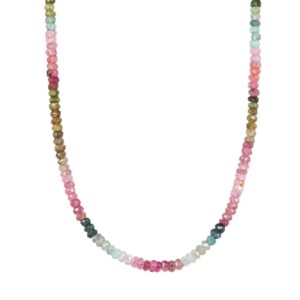 Aaaa+ Mixed Tourmaline Beaded Necklace , Watermelon Tourmaline Necklace , Multi Color Tourmaline , Aaa Tourmaline Necklace , Tourmaline