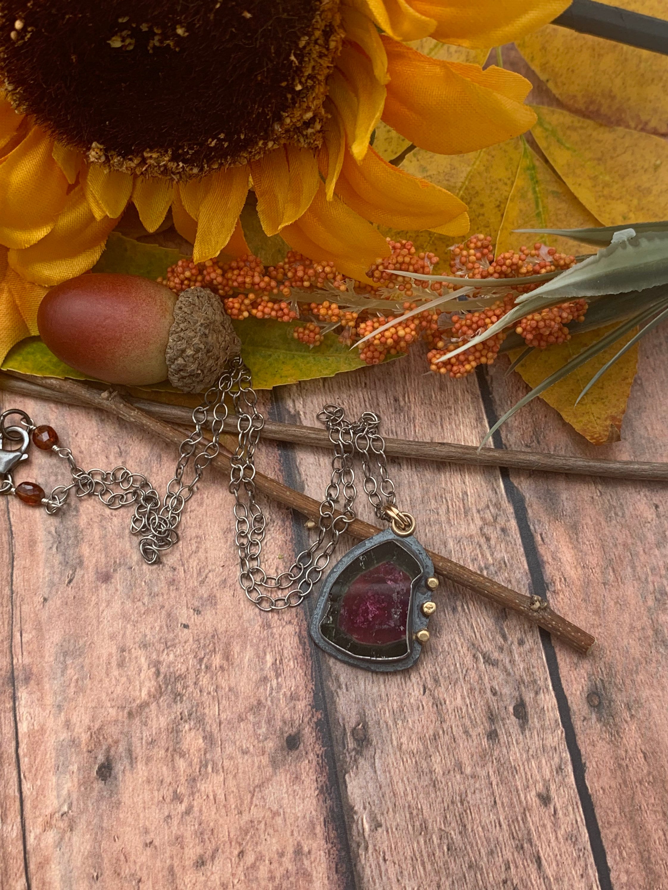 Watermelon Tourmaline Artisan Necklace