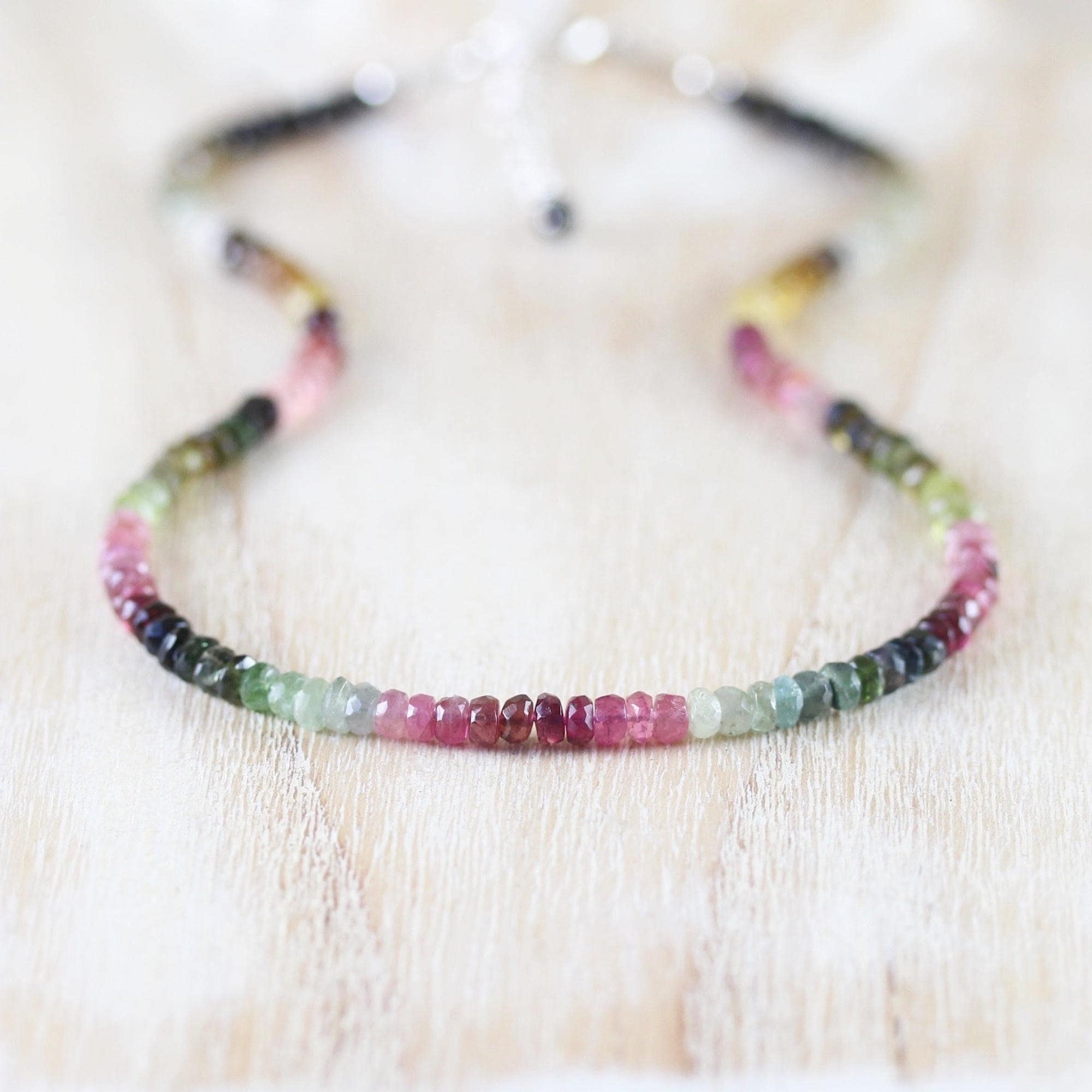 Watermelon Tourmaline Beaded Necklace In Sterling Silver, Gold Or Rose Gold Filled, Dainty Pink Gemstone Choker, Layering Jewelry For Women Watermelon Tourmaline Beaded Necklace In Sterling Silver, Gold Or Rose Gold Filled, Dainty Pink Gemstone Choker, Layering Jewelry For Women