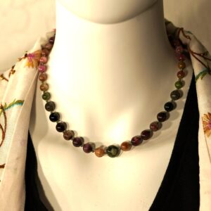 Watermelon Tourmaline Choker • Watermelon Tourmaline Necklace • Knotted Choker Necklace • Gift for Her • Handmade Jewelry • 3661 Watermelon Tourmaline Choker • Watermelon Tourmaline Necklace • Knotted Choker Necklace • Gift for Her • Handmade Jewelry • 3661