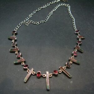 Watermelon Tourmaline Crystal Silver Necklace From Brazil - 18" - 17.5 Grams Watermelon Tourmaline Crystal Silver Necklace From Brazil - 18" - 17.5 Grams