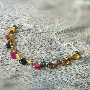 Watermelon Tourmaline Necklace, Tourmaline Heart Drops Necklace, Bib Necklace. Silver Necklace, October Birthstone, Gifts For Her Watermelon Tourmaline Necklace, Tourmaline Heart Drops Necklace, Bib Necklace. Silver Necklace, October Birthstone, Gifts For Her