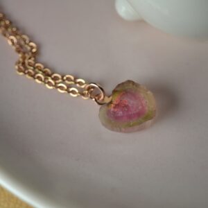 Watermelon Tourmaline Necklace In Sterling Silver, 14k Gold // October Birthstone // Heart Tourmaline // Valentines Day // 8th Anniversary Watermelon Tourmaline Necklace In Sterling Silver, 14k Gold // October Birthstone // Heart Tourmaline // Valentines Day // 8th Anniversary