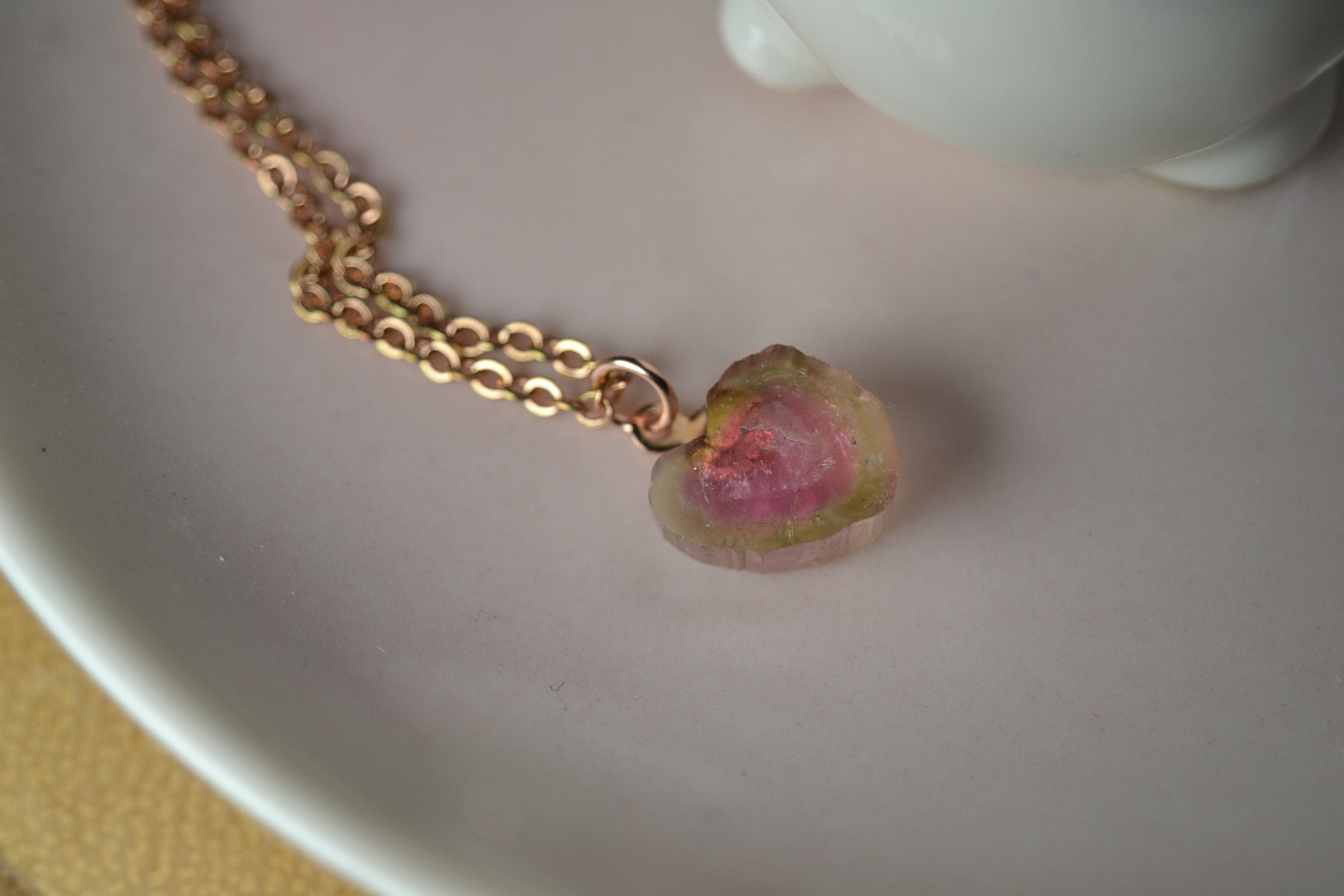 Watermelon Tourmaline Necklace In Sterling Silver, 14k Gold // October Birthstone // Heart Tourmaline // Valentines Day // 8th Anniversary