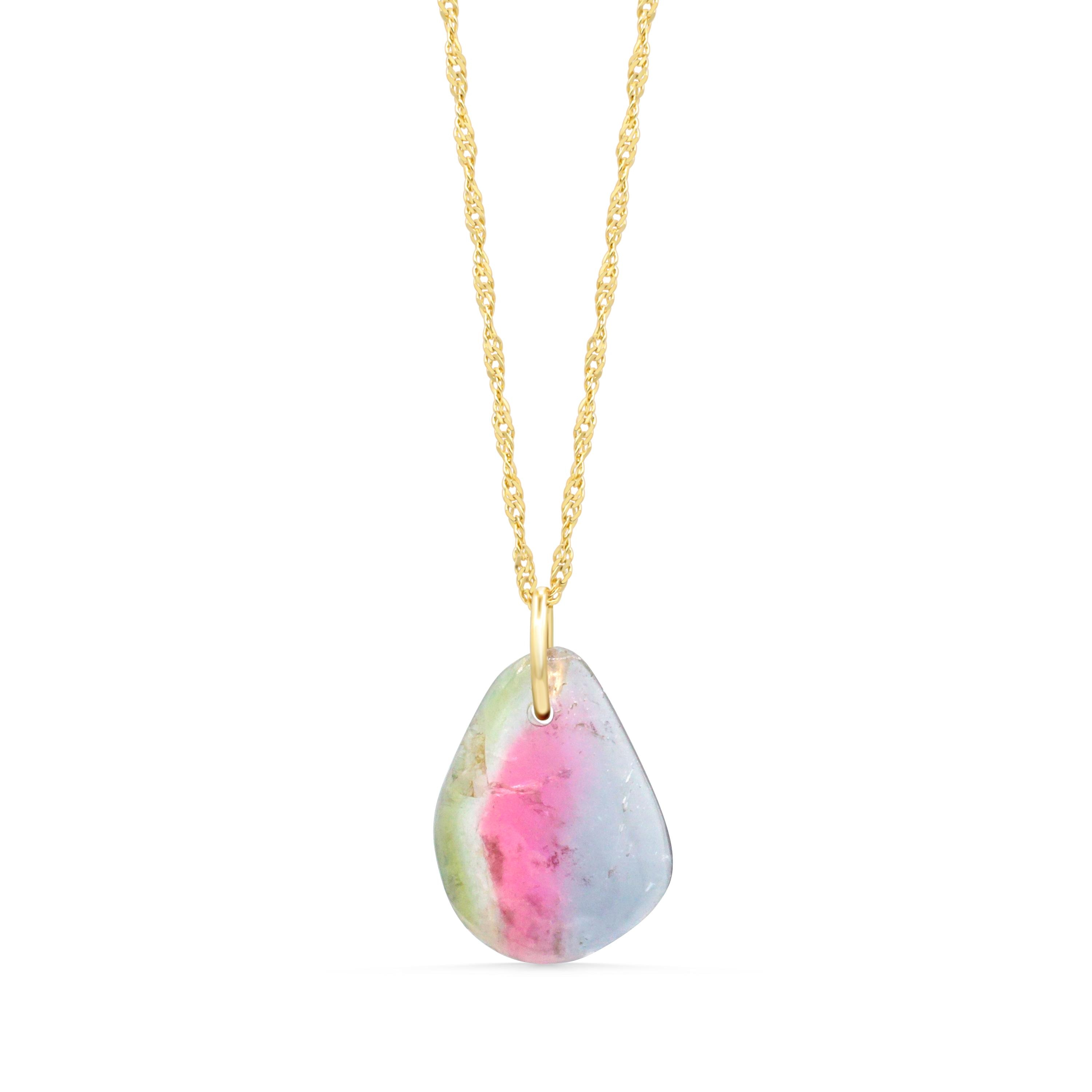 Tourmaline Necklace, Watermelon Tourmaline, Tourmaline Jewelry, [entm1752] Watermelon Tourmaline | Unique Tourmaline Necklace