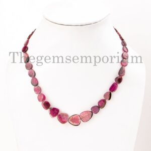 Natural Watermelon Tourmaline Polished Slices Necklace, Gift for Her Natural Watermelon Tourmaline Polished Slices Necklace, Gift for Her