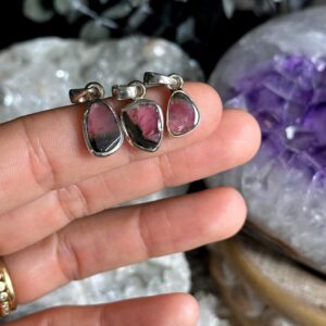 Watermelon Tourmaline , Pink And Green, Mixed Gemstone Necklace, .925 Sterling Silver, Multi Stone Watermelon Tourmaline , Pink And Green, Mixed Gemstone Necklace, .925 Sterling Silver, Multi Stone