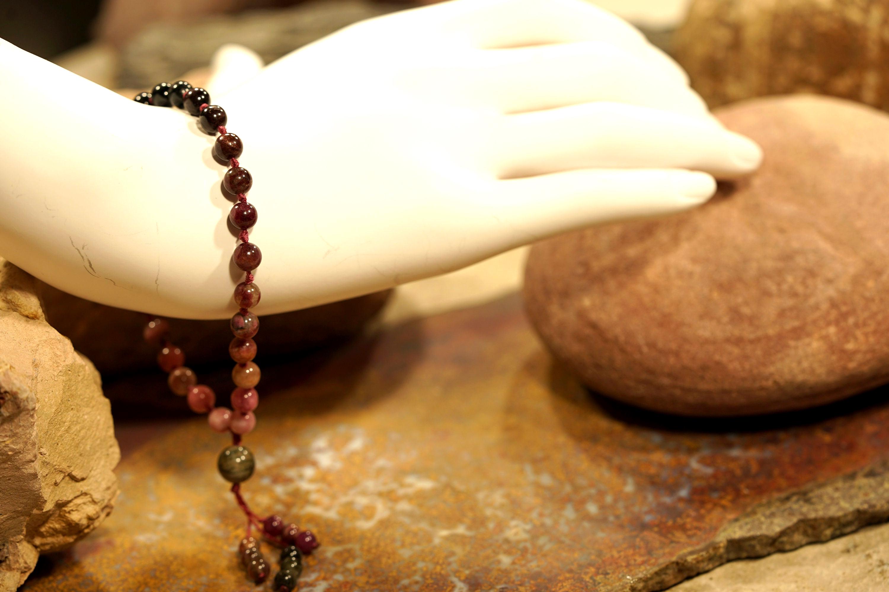Watermelon Tourmaline Pocket Mala • 27+1 Bead Mala • 6mm • On-the-go Mala • Mini Mala • Travel Ready Mala • 3660